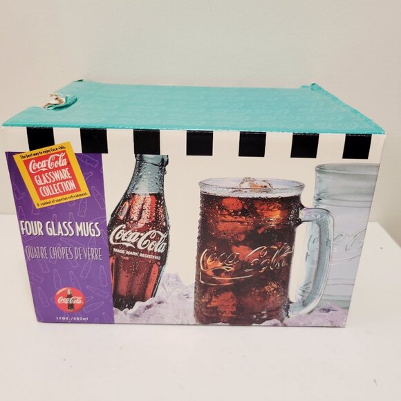 Vtg 1996 Coca Cola Indiana Glass Company 4 Mug Collection BOX ONLY - Picture 5 of 7